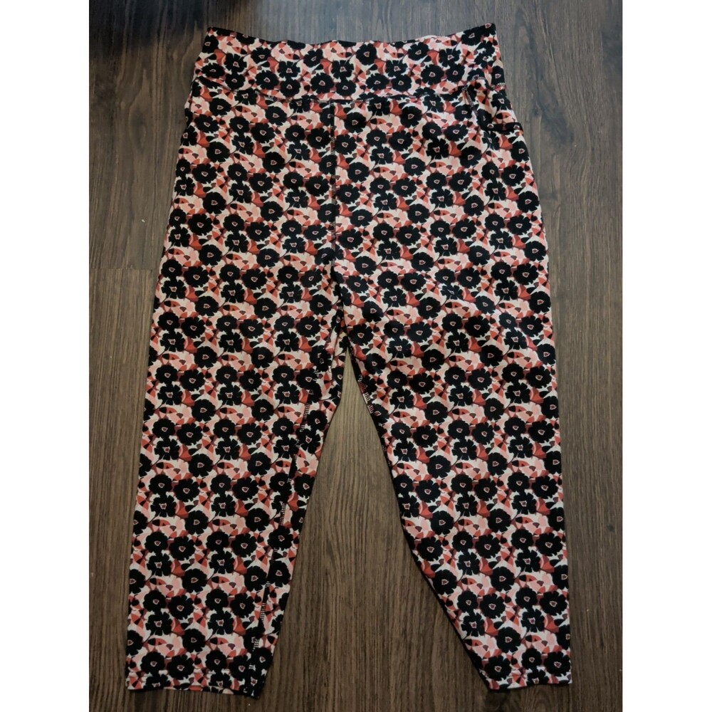 Pop Fit Athletic Leggings Women's Size  2x  Pink Red Black Floral